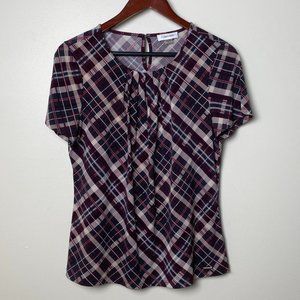 Calvin Klein plaid blouse size L
